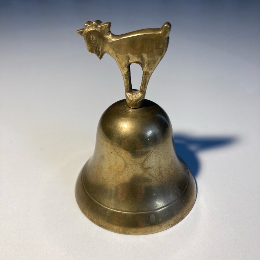 Cute Vintage Brass Goat Bell Collector Collection Decor One of a Kind Metallic